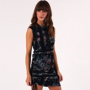 Tie Dye Sleeveless Ruched Dress